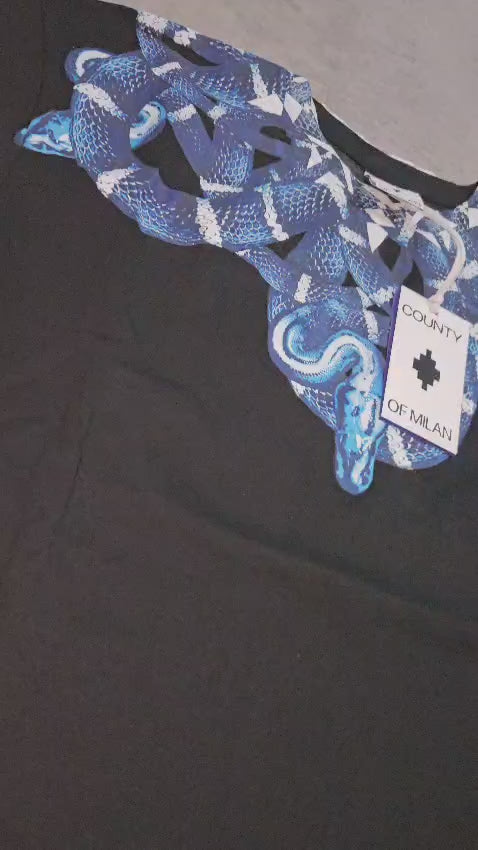 T-shirt Marcelo Burlon con stampa serpente blu